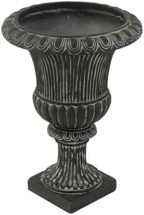 Christopher Knight Home Kyra 24.02" H Classical Urn Planters Set of 2, MGO Round Outdoor Flower Pots, Weather-Resistant Outdoor Planter for Backyard, Fluted Relief Pedestal Planter Pot, Antique Black - Image 6