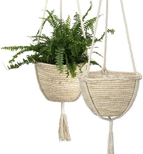 Natural Hanging Seagrass Plant Baskets, Macrame Plant Hangers, Indoor Boho Plant Hanger, for Indoor Outdoor Home Decorations Fence Planters Plant Flower Pots by SyangKaitian