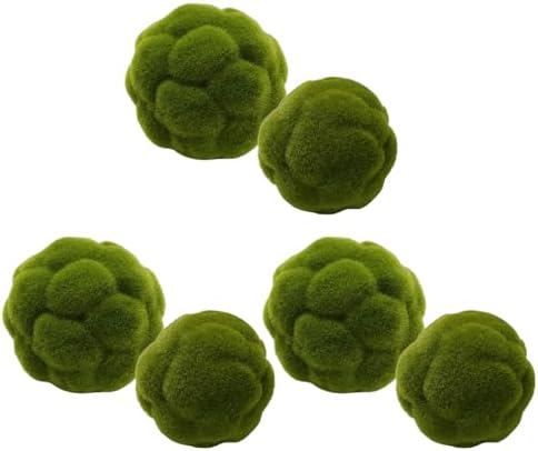 6 PCS Green Moss Ball Decorations, Simulated Moss Balls, Artificial Plant Decorations, Suitable for Garden Wedding Party Decorations by Lidscura