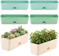 6 Pack Rectangle Planter 16 Inch Window Boxes Planters Rectangular Window Sill Planters Indoor Self Watering Plant Pots with Drainage Holes and Saucers Succulent Herb Flower Pots, Macaron Color by KvyusFlourish
