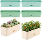 6 Pack Rectangle Planter 16 Inch Window Boxes Planters Rectangular Window Sill Planters Indoor Self Watering Plant Pots with Drainage Holes and Saucers Succulent Herb Flower Pots, Macaron Color by KvyusFlourish
