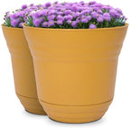 Headwind Traverse Planters – 12" 2 Pack Plastic Plant Pot in Harvest Yellow - Indoor & Outdoor Pots for Plants with Drainage - Decorative Plant Pot, Flower Pots Outdoor for Garden by Robert Allen by Headwind