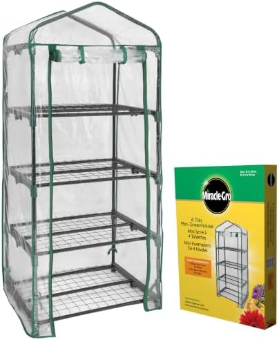 Miracle-Gro 4-Tier Greenhouse, Removable Shelves, Clear, 23"x17"x57" by Unknown