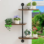 Rotating Window Plant Shelves 3-Tier, Wooden Window Shelf for Plants, Sill Space-Saving Corner Hanging Wall Stand for Multiple Plants, Indoor Home Decor, Carbonized by BUTUNITA