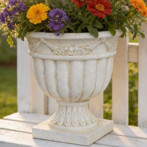 Vintage Grapevine Carved Outdoor Planters Patio Urn White Flower Urn Resin - Image 5