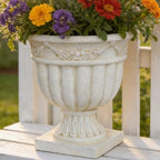 Vintage Grapevine Carved Outdoor Planters Patio Urn White Flower Urn Resin - Image 5
