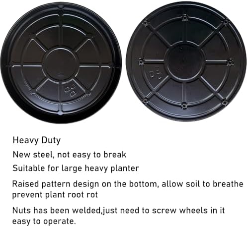 SIAMO 18" Heavy Duty Plant Caddy (470lbs Capacity)-Lockable Non-Scratch Swivel Casters Rolling Plant Stand Dolly Saucer for Large Ceramic Planters & Heavy Trees Indoor & Outdoor,Black,1-Pack - Image 5