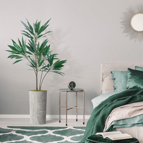 SIGNWIN Artificial Tree in Geometric Pattern Planter, Fake Dracaena Tree Silk Tree for Indoor and Outdoor Home Decoration - 66" Overall Tall (Plant Pot Plus Tree) - Image 5
