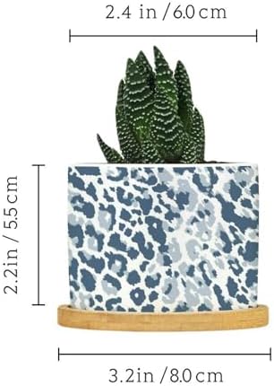 Leopard Dot Ceramic Planter Blue African Tribal Flower Pots for Indoor Plants with Drainage Holes and Saucers Pot for Pots Outdoor Indoor Plants - Image 2