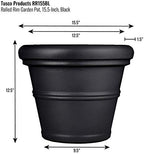 Tusco Products RR155BK Classic Rolled Rim Garden Planter, 15.5", Black - Image 2