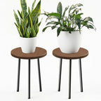 Plant Stand Indoor 14'': Indoor Plant Stand 2 Pack Metal Plant Table - Wood Plant Stool Outdoor Small Round Side End Table Mid Century Modern Decor - Home Decor by SAKSUNFORYOU
