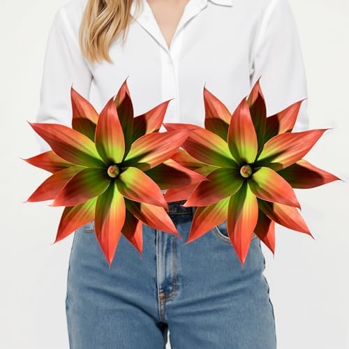 Ttranewsoo 2-Pack 13.8-Inch Red Artificial Agave Plants, UV Resistant Fake Outdoor Succulents and Lifelike Faux Greenery for Planters, Porch, Patio, Garden, Entryway and Indoor Home Decor by Ttranewsoo
