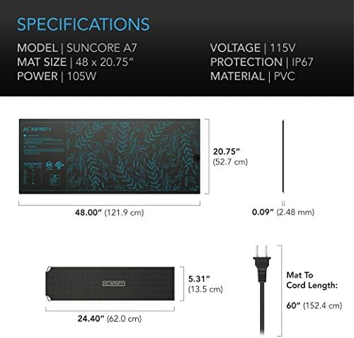 AC Infinity SUNCORE A7, Waterproof Seedling Heat Mat 48" x 20.75" - Image 6