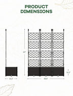 3 PCS Raised Garden Bed with Trellis & Privacy Screen, 50" x 63" Tall Vertical Garden Planter Box for Climbing Plants, Outdoor Trellis for Vegetables, Flowers, Patio, Balcony, Garden Black - Image 3