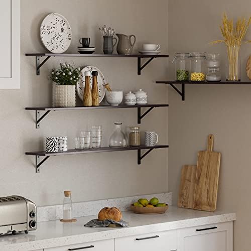 DINZI LVJ Long Wall Shelves, 47.3Inch Wooden Floating Shelves with Brackets - Image 6