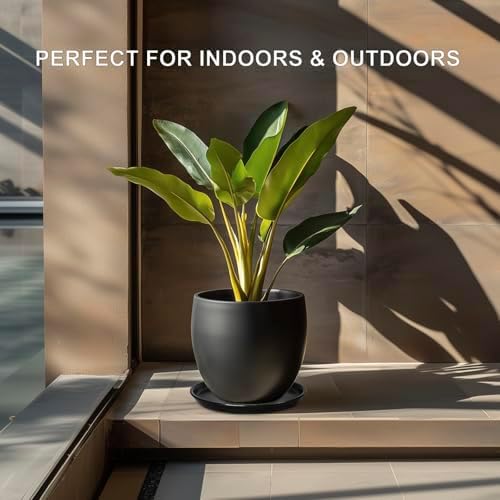 Flower Pot Saucer 12 Inch - Ceramic Plant Saucer for Outdoors Plant Drip Tray for Pots Indoor No Holes Large Plant Dishes to Catch Water Decorative Plant Drainage Tray Black - Image 5