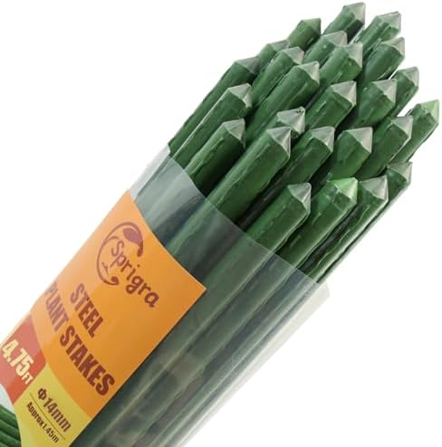 Plant Stakes 6ft, Steel Garden Stakes 6 Feet 25 Pack, Sturdy Plant Support for Climbing Plants, Tomatoes, Beans, Cucumbers, Peppers, Flowers, Potted, Strengthen and Stem to Grow Better by SprigraFocusedonGardening