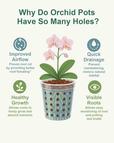 vensovo 4 Inch Terracotta Orchid Pots with Holes and Saucers - 6 Pack Clay Orchid Planter Pots for Repotting, Breathable Flower Pots for Indoor Outdoor, Promotes Air Circulation & Healthy Roots - Image 5