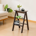 Latifolia Foldable 3 Step Ladder, Bamboo Step Stool with Floor Saver, Decorative Ladder Shelf for Living Room, Kitchen, Garden(Dark Walnut) by Latifolia
