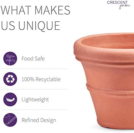 Crescent Garden Brunello Small Classic Planter, Indoor/Outdoor Weather-Safe Round Plant Pot, Small Resin Houseplant Pot - 12'' W (Terracotta-Color) - Image 4