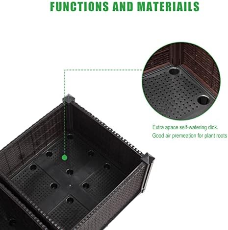 Outvita 4 Sets Raised Garden Bed with Legs, Square Elevated Planter Garden Box with Drainage Plug for Indoor Outdoor Planting Flowers Vegetables Tomato and Herbs(Brown) - Image 3