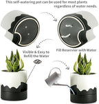 Nihow Self Watering Plant Pot, 8 Inch, White & Wave Black - Image 3