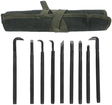 9 Piece Professional Bonsai Tool Kit, Manganese Steel Carving Pruning Set with Handles Includes Brushed Knife, Shears, Gardening Tools for Bonsai Shaping by Unknown