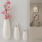 White Ceramic Wall Vases, Set of 2, 12 Inch, Teardrop Design - Image 6