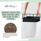 Lechuza Quadro LS 28 Charcoal Metallic, Self-Watering Square Planter, H10.2 L11 W11 in - Image 4
