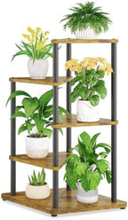 iDavosic.ly 4 Tier Wooden Plant Stand Indoor, 33 Inch Tall, Black & Brown by iDavosicly
