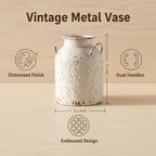 Vintage Distressed White Milk Can Planter, 11 Inch Rustic Iron Decorative Flower Pot, Classic Shabby Chic Plant Pot for Indoor Outdoor Table Mantel Entryway Home Decor (11" H x 8.3" W) (A2571) - Image 2