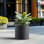 Kante 15.7" Tall Cylinder Concrete Planter, Black Round Flower Pot for Home - Image 4