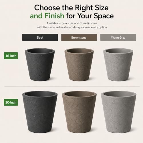 Algreen 89806 Self Watering Planter, 16-Inch, Warm Gray - Image 6