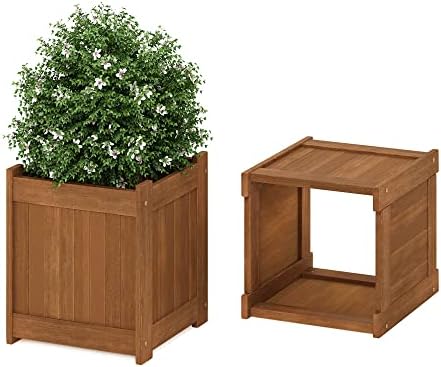 Furinno TIOMAN Cube Outdoor Planter Box, Natural - Image 5