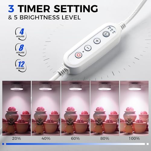 Barrina OG09 Puck Grow Light, 36W(4 x 9W), Pinkish White, Timer, 4 Packs - Image 4