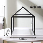 Large Glass Geometric Terrarium Container Tabletop Large Close House Shape Box Planter for Succulent Plant Moss Fern with Swing Lid Black Decor 12 x 9 x 10 inches, No Plants Included - Image 2