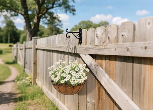 4 Pack 14 inch Metal Hanging Baskets for Plants, Round Metal Wire Hanging Basket Planter with Coco Fiber Liners Chain for Garden Home Porch Patio, Flower Border - Image 7