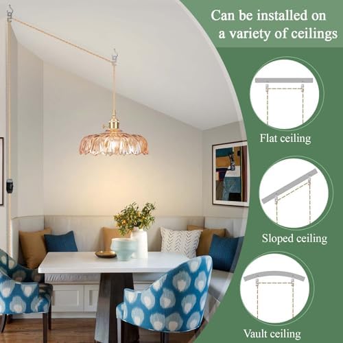 Plug in Pendant Light Fixtures,Amber Glass Lampshade Pendant Lighting 9.4in E26 Hanging Light FixtureCorded On/Off Switch for Kitchen Island, Bedroom, Dining Room - Image 3