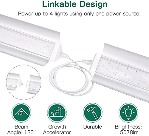 SZHLUX LED Grow Light 2FT Full Spectrum 2 Pack 80W (2×40W, 600W Equivalent) Sunlight Plant Light for Indoor Plants, Super Bright Grow Light Strips, Linkable Growing Light Fixture - Image 5
