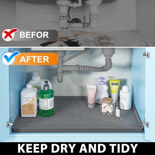 TigeJoy Under Sink Mats for Kitchen Waterproof 22" x 22", Cabinet Liner - Image 5