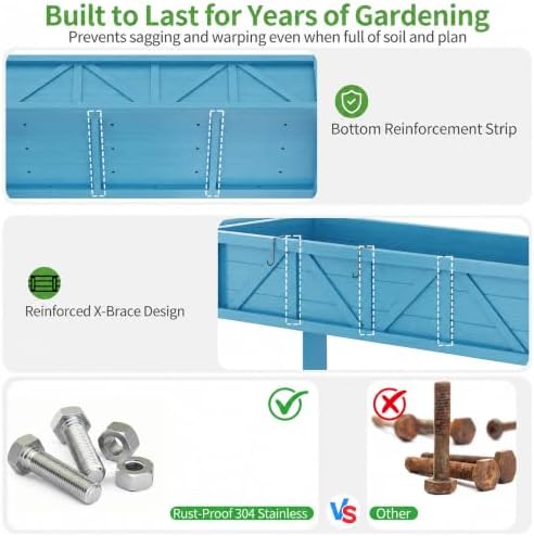 HIPS All-Weather Raised Garden Bed with Legs,47.2"L x 17.3"W x 29.7"H - Image 4