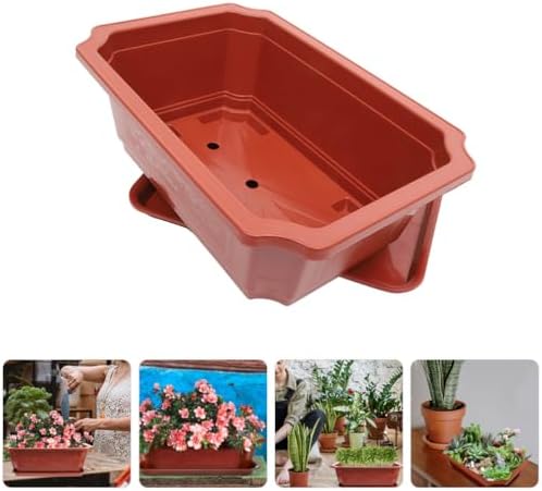 ABOOFAN 1set Large Rectangular Bonsai Pots with Drainage Trays Versatile Planter for Gardening for Flower Display Rooms Bedrooms and Offices - Image 2