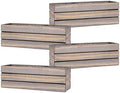 Wood Planter Box with Wine Crate Styled, 12x4 Inch Rectangular, Rustic Barn Wood, Plastic Liner, Wedding Flowers Holder, Home and Venue (12x4 Wine Crate Set of 4, Natural) by Unknown