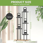 iDavosic.ly 5 Tier Plant Stand Indoor Outdoor, Black & Brown, 7.9 Inch Tray - Image 2