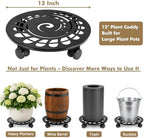 3 Packs 12 Inch Metal Plant Caddy with Wheels Heavy-Duty Rolling Plant Stand Lockable Wheels Plant Roller Base for Indoor Planters Outdoor Flower Pot Mover Rollers Plant Dolly Plant Coasters Trolley - Image 3