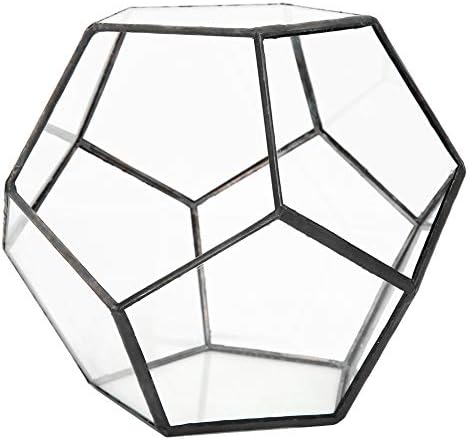 Aramox Glass Flowerpot Geometric Plant Planter 18 X 18 X 15 Cm Glass and Tin Container for Succulents Moss Cacti Ferns Indoor Desktop Shelf Windowsill Home Office Decor - Image 3