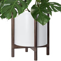 D'vine Dev Plastic Pot with Walnut Wood Stand, White, 16 in, 55-C-X-1 by DvineDevPlanterPotsandStand