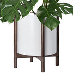 D'vine Dev Plastic Pot with Walnut Wood Stand, White, 16 in, 55-C-X-1 by DvineDevPlanterPotsandStand
