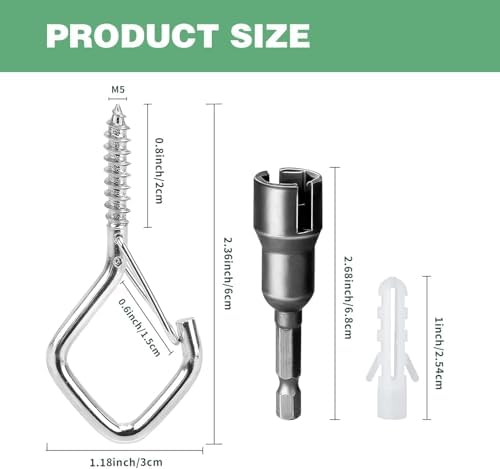 2.36IN Ceiling Screw Hooks for Hanging Plants, Safety Buckle, 80 Pcs - Image 2
