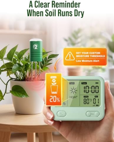 NexusLab Wireless Soil Moisture Meter with LCD Receiver, 2-Sensor 3-in-1 Plant Monitor for Moisture, Temperature, and Light, Indoor and Outdoor Garden Plants - Image 4